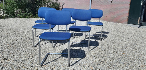 6x Gispen sledestoelen jaren 80 model 1125