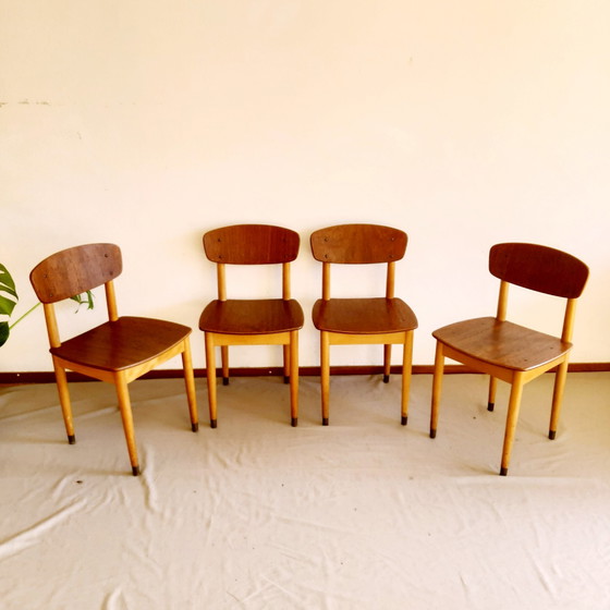 Image 1 of 4x Vintage Deense eetkamerstoelen