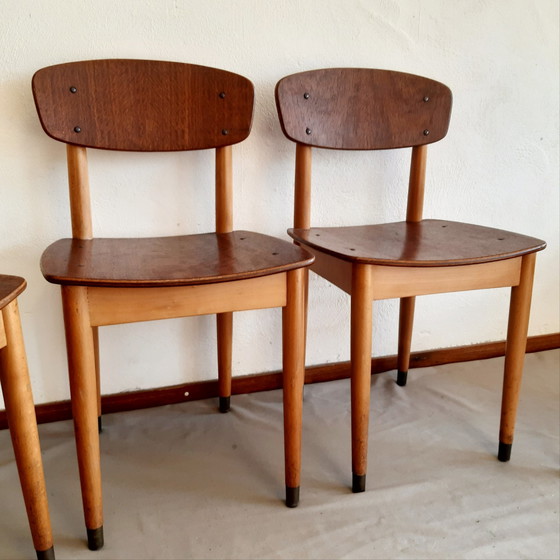 Image 1 of 4x Vintage Deense eetkamerstoelen