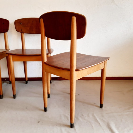 Image 1 of 4x Vintage Deense eetkamerstoelen