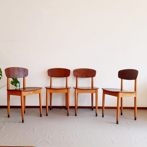 4x Vintage Deense eetkamerstoelen
