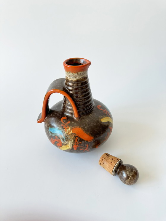 Image 1 of Carstens Uffrecht Art Deco kan met stop van keramiek 878, Duitsland jaren 1920, handgemaakt, vakmanschap, atelier aardewerk