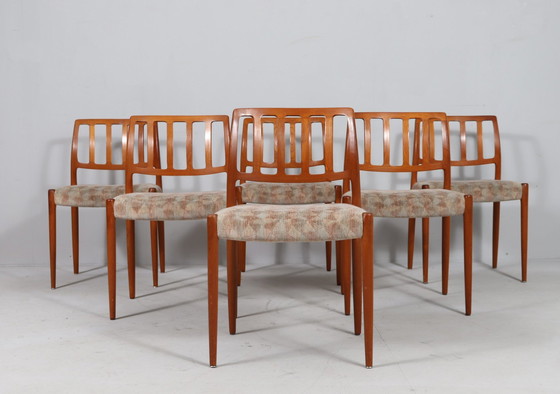 Image 1 of 6 stoelen van Niels Otto Møller, model '83', teak, jaren 1970, Denemarken, Onvolut Bestaande uit zes eetkamerstoelen