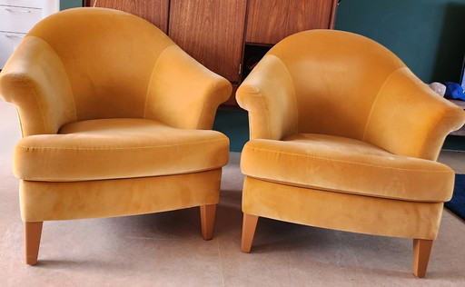 2x Bielefelder velours fauteuil