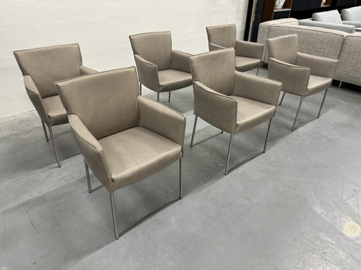 6 Design On Stock Amra Eetkamerstoelen Grijs Leer