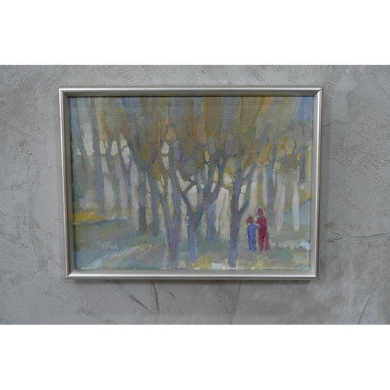 Image 1 of Vintage olieverfschilderij op modern doek door Hildegard Schüller-Falk, Zweden 1993