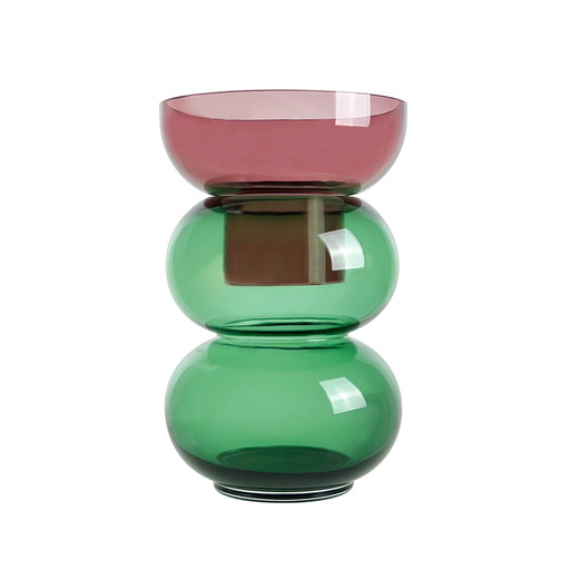 Cloudnola Bubbel Flip Vaas Groot Roze en Groen Glas