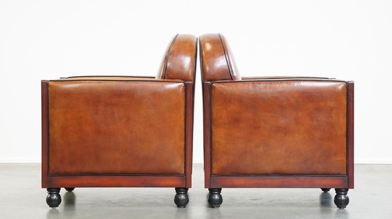 Image 1 of 2 X Schapenleren Art Deco Fauteuil En Bank