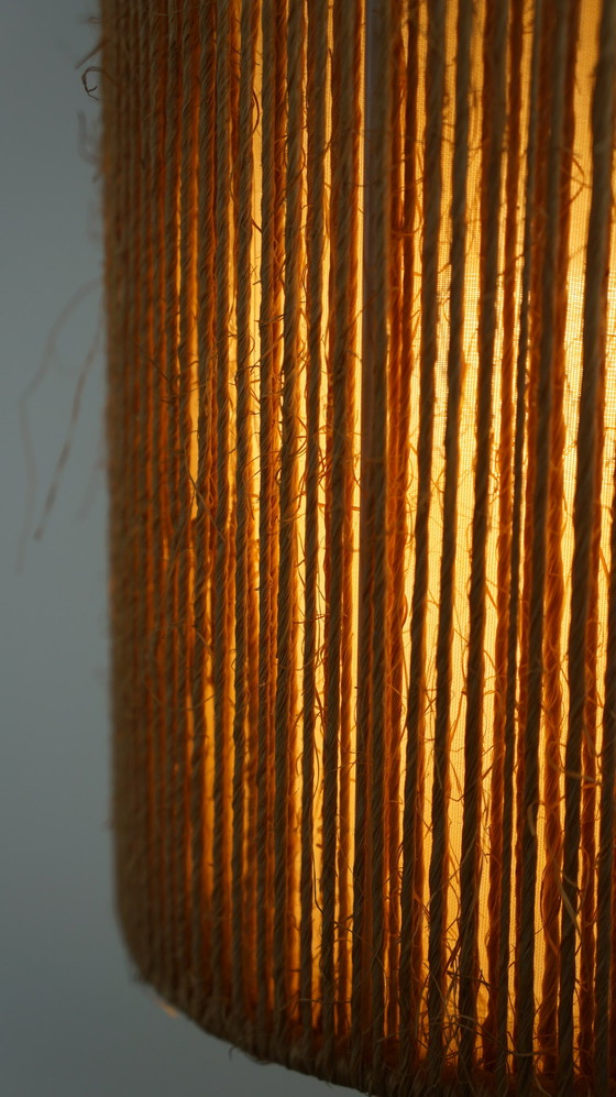 Image 1 of Vintage jute design hanglamp afgewerkt met hout