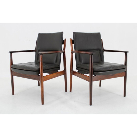 Image 1 of Paar vintage model 431 fauteuils in rozenhout van Arne Vodder voor Sibast Mobler, Denemarken 1960