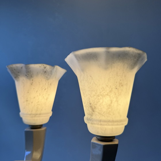 Image 1 of Antieke Vintage Keramische Dubbele Wandlamp