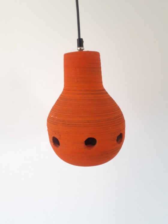 Image 1 of Vintage keramieke oranje hanglamp