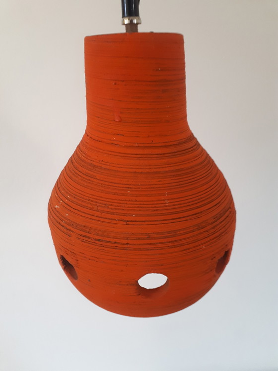Image 1 of Vintage keramieke oranje hanglamp