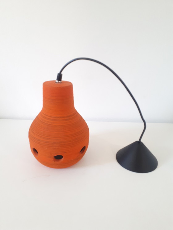 Image 1 of Vintage keramieke oranje hanglamp