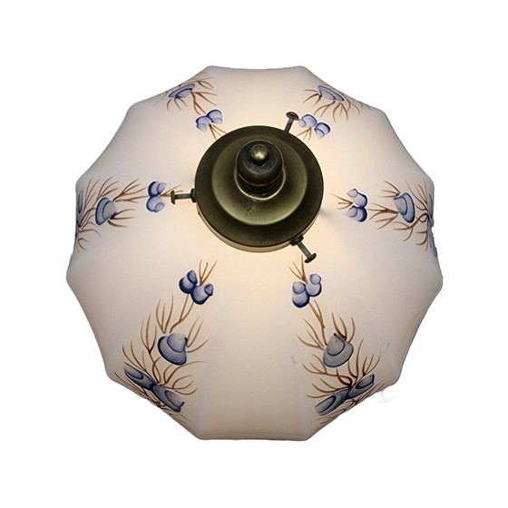 Image 1 of Vintage Messing Lamp Met Witte Opaline Kap