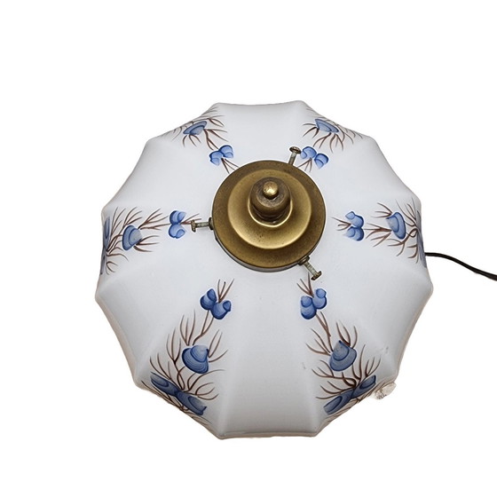 Image 1 of Vintage Messing Lamp Met Witte Opaline Kap