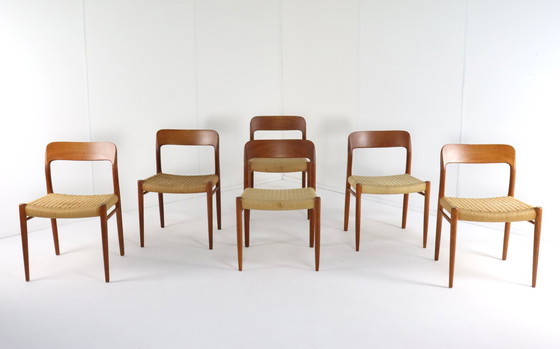 Image 1 of 6X Niels O Möller Model 75 Stoelen Eetkamerstoelen Vintage