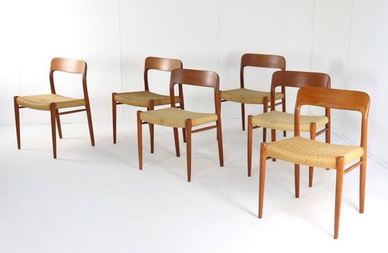 Image 1 of 6X Niels O Möller Model 75 Stoelen Eetkamerstoelen Vintage