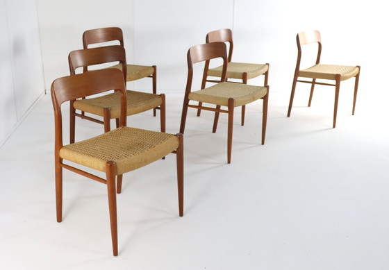 Image 1 of 6X Niels O Möller Model 75 Stoelen Eetkamerstoelen Vintage