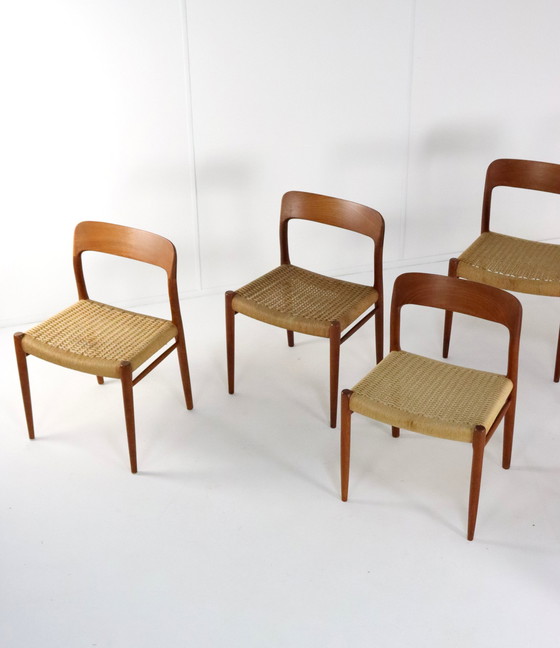 Image 1 of 6X Niels O Möller Model 75 Stoelen Eetkamerstoelen Vintage