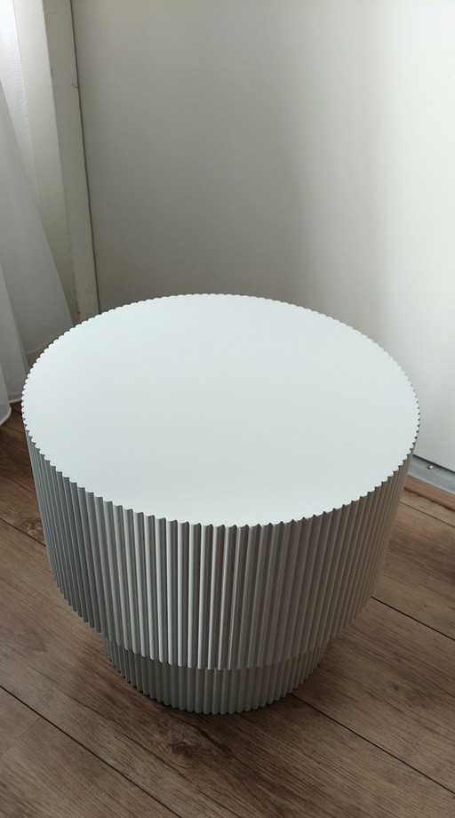 Moderne Ronde Witte Houten Bijzettafel