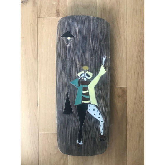 Image 1 of Paar oude keramische schalen met harlekijnmotief, 1960