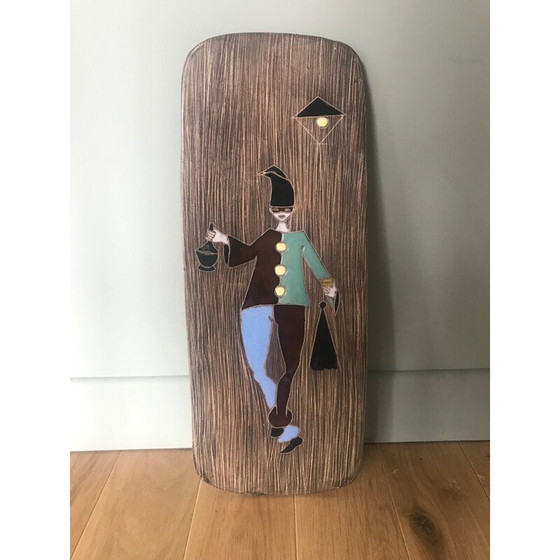 Image 1 of Paar oude keramische schalen met harlekijnmotief, 1960