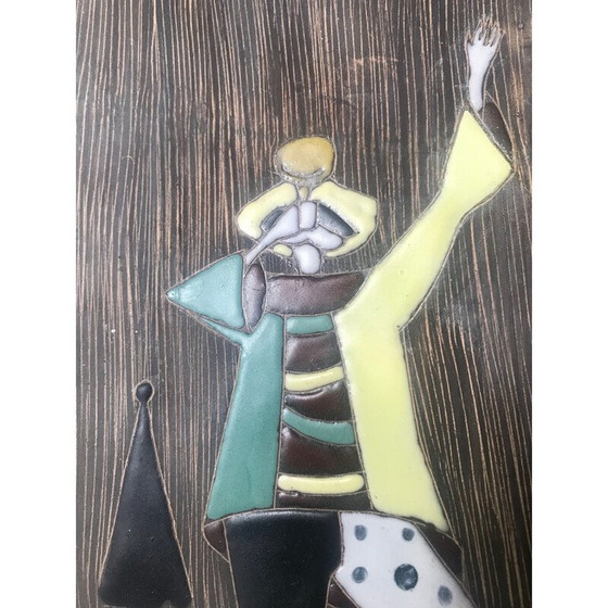 Image 1 of Paar oude keramische schalen met harlekijnmotief, 1960