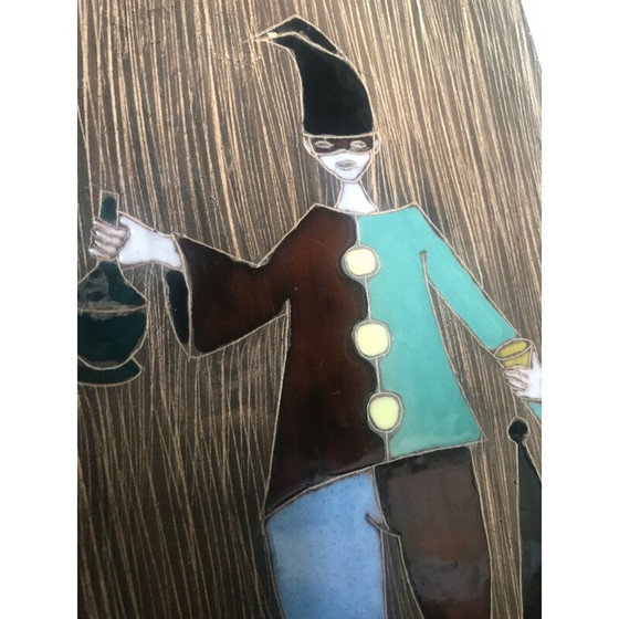 Image 1 of Paar oude keramische schalen met harlekijnmotief, 1960