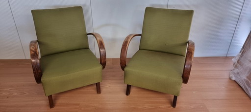 2x Jindrich Halabala loungestoel - groen