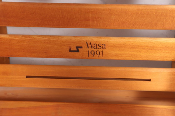 Image 1 of Brutalistische schommelstoel van grenenhout van Wasa Furniture, jaren 1990