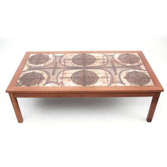 Image 1 of Scandinavische salontafel van teakhout en keramiek