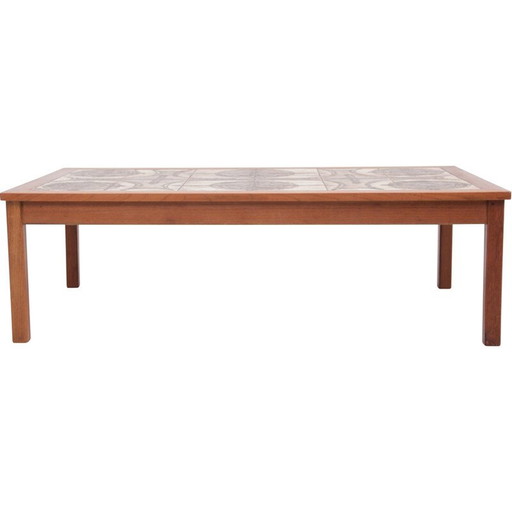 Scandinavische salontafel van teakhout en keramiek