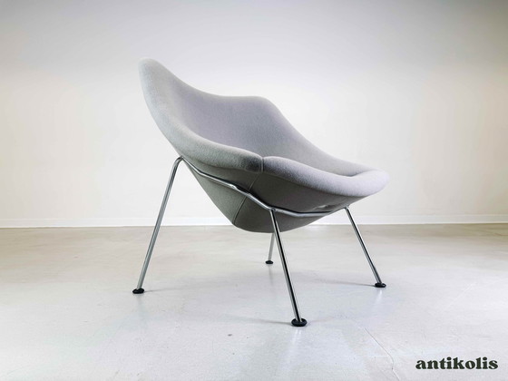 Image 1 of 2X Pierre Paulin Oyster Stoel Mid Century Fauteuil Artifort Grijs Vilt