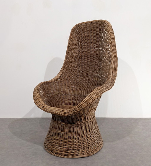 Vintage rotan "mand" fauteuil