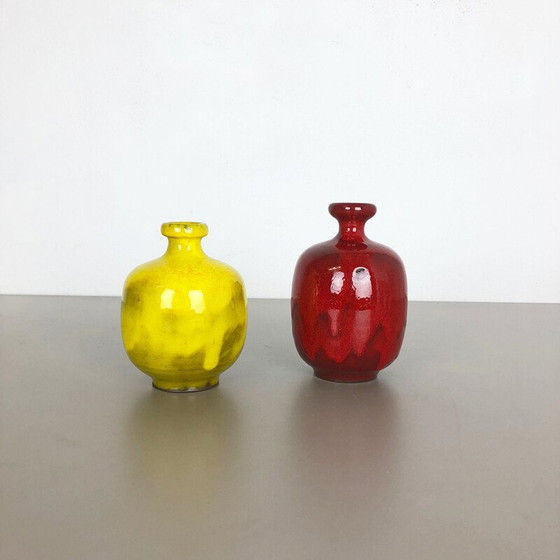 Image 1 of Paar vintage vette lava keramieken vazen voor Hartwig Heyne, Duitsland 1970