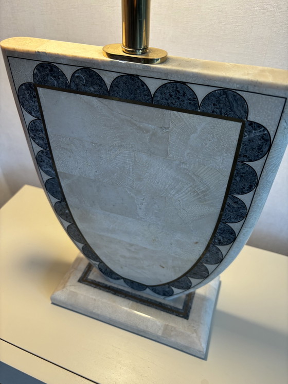 Image 1 of 2x Vintage Tessellated Marble Veneer Table Lamp Foot From Maitland-Smith