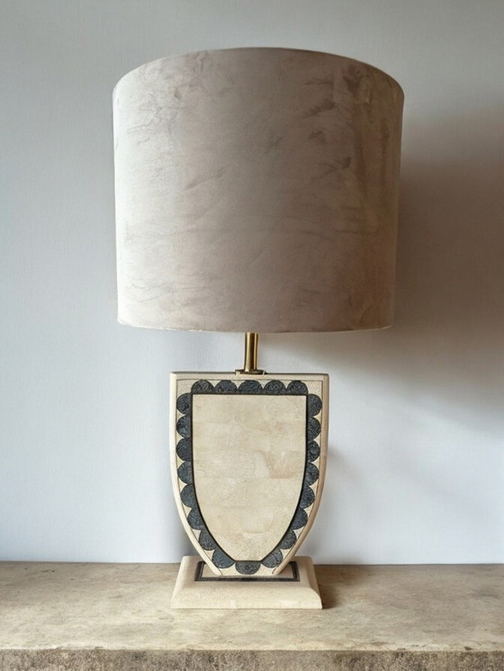 Image 1 of 2x Vintage Tessellated Marble Veneer Table Lamp Foot From Maitland-Smith