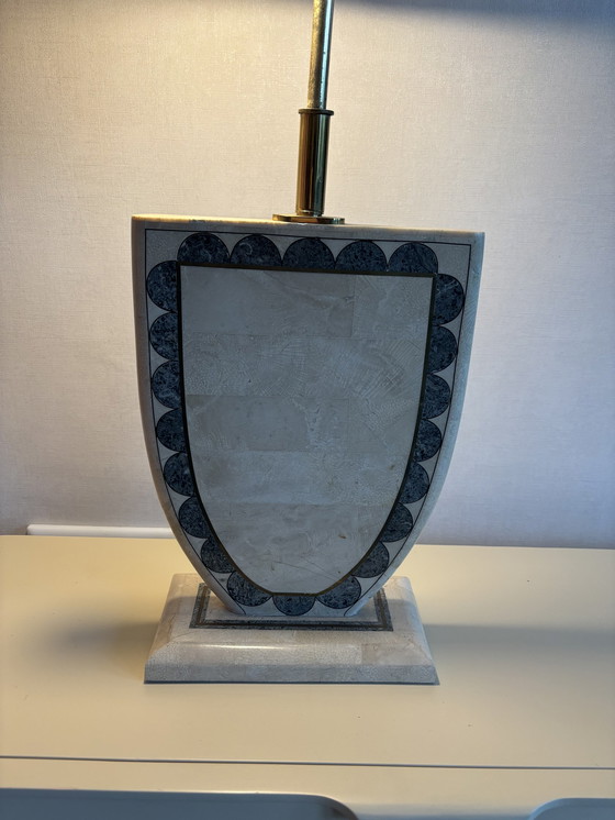 Image 1 of 2x Vintage Tessellated Marble Veneer Table Lamp Foot From Maitland-Smith