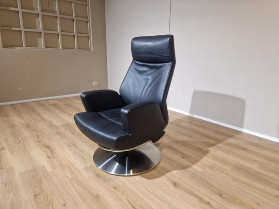 Image 1 of De Sede Ds256 Relaxfauteuil Zwart Leder Verstelbaar Voetsteun