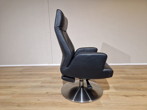 Image 1 of De Sede Ds256 Relaxfauteuil Zwart Leder Verstelbaar Voetsteun 