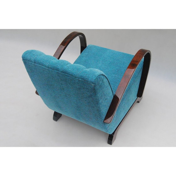 Image 1 of Paar vintage Art Deco fauteuils in walnoot en stof van Jindrich Halabala voor Up Zavody, Tsjecho-Slowakije 1930