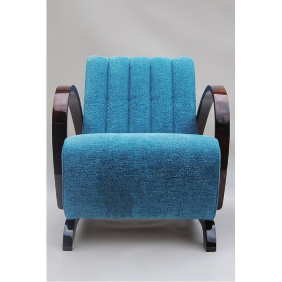 Image 1 of Paar vintage Art Deco fauteuils in walnoot en stof van Jindrich Halabala voor Up Zavody, Tsjecho-Slowakije 1930