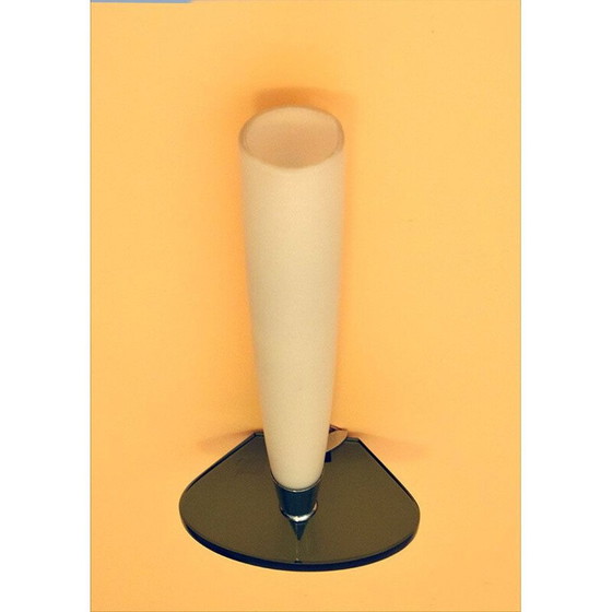 Image 1 of Paar vintage wandlampen van glas en verchroomd messing, Italië 1950