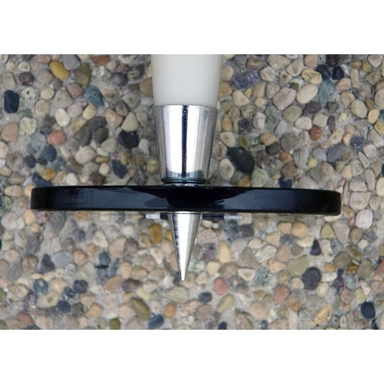 Image 1 of Paar vintage wandlampen van glas en verchroomd messing, Italië 1950