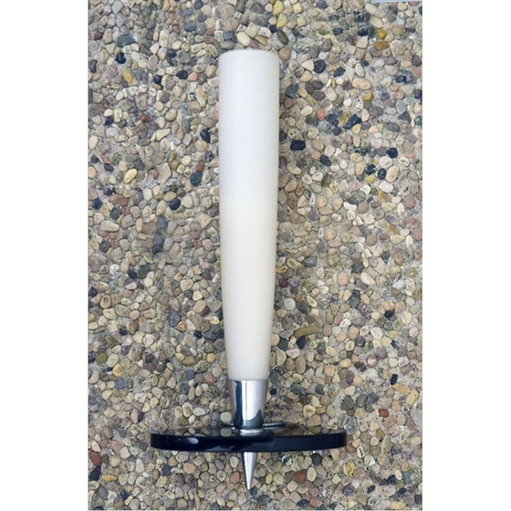 Image 1 of Paar vintage wandlampen van glas en verchroomd messing, Italië 1950