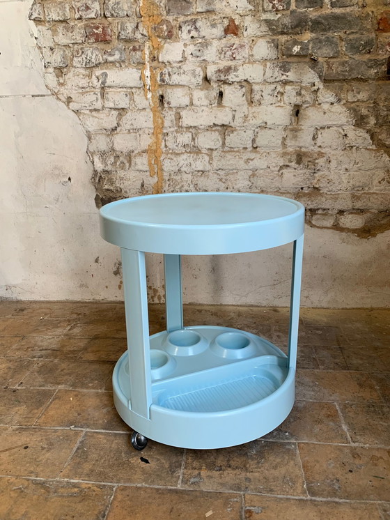 Image 1 of Italiaanse plastic rolstang uit de jaren 1970 babyblauwe kleur