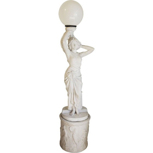 Vintage tuinlamp Nymph in witte steen, Italië 1950