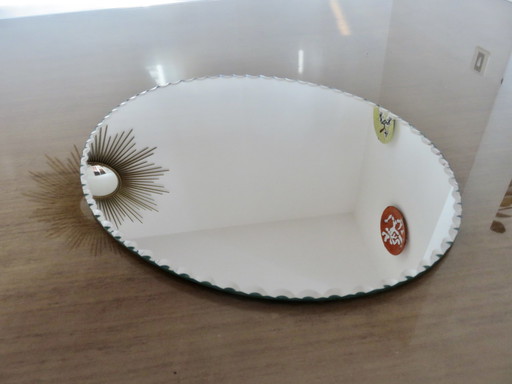 Ovale afgeschuinde staande spiegel