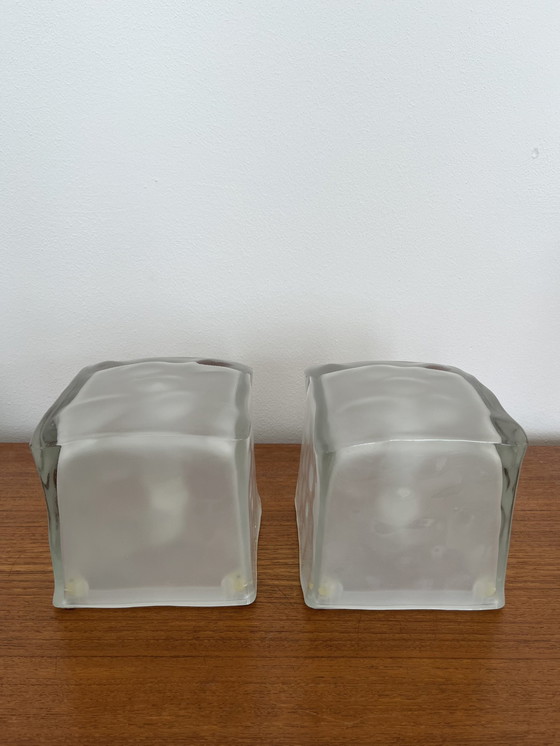 Image 1 of 2X (Set) Iviken Ikea Ice Cube Tafellamp